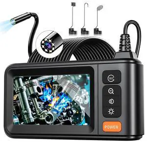 KEHIPI Borescope Endoscope Camera with Light, 4.3" Screen HD Sewer Camera Waterproof Snake Borescope Inspection Mechanic Tools with 8 LED Lights, 16.5FT Semi-Rigid Cable, Gadgets for Men, Black