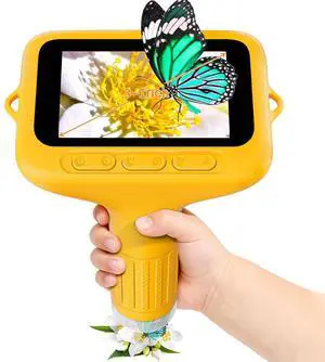 KEHIPI Digital Microscope for Kids, 3" Screen 1000X Handheld Microscope HD Pocket Portable Microscopes Camera, Science Edu Fun Birthday Gifts Toys for Ages 4-12 Children Students Boys Girls -Yellow