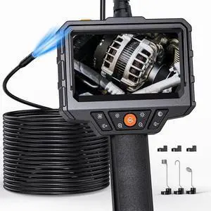 KEHIPI Endoscope with Light and 16.4ft Semi-Rigid Cable, Handheld Borescope 4.3'' HD 1080P, 8 Adjustable LED Lights, IP67 Waterproof Inspection Camera for Sewer, Gadgets for Men