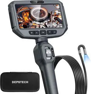 KEHIPI Two-Way Articulating Borescope,  0.24in Articulated Endoscope Camera with Light, 5-inch IPS Snake Inspection Camera, Flexible Automotive, Mechanics, Plumbing Tools for Men-4.92FT
