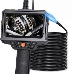KEHIPI Endoscope with Light and 50ft Semi-Rigid Cable, Handheld Borescope 4.3'' HD 1080P, 8 Adjustable LED Lights, IP67 Waterproof Inspection Camera for Sewer, Gadgets for Men