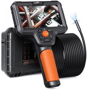 KEHIPI Triple Lens Borescope, 5" IPS Screen Inspection Camera, 1080P HD Endoscope with Light, Split Screen, 16.5ft Flexible Gooseneck Snake Camera, 7.9mm Scope for Wall Duct