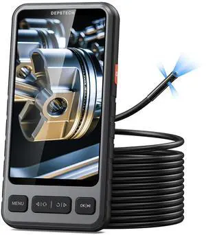 KEHIPI 5" IPS Screen Borescope with Light, Split Screen View, 1080P HD Sewer Inspection Camera, 16.5FT Plumbing Snake for Home, Automotive