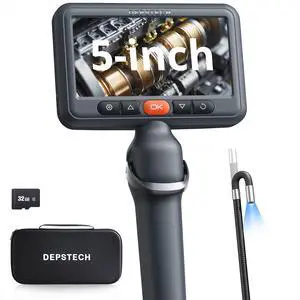 KEHIPI Articulating Borescope Camera with Light, 5" IPS HD Screen, Industrial Endoscope Inspection Camera with Two-Way Articulated Probe, 0.24'' Flexible Snake Scope for Wall Automotive Engine - 5FT