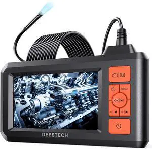 KEHIPI 5.5mm Industrial Endoscope, 1080P Digital Borescope Inspection Camera with 4.3" Screen, IP67 Waterproof Snake Camera with Lights,16.5FT Semi-Rigid Cable, 32GB Card &Photo Capture (Orange)