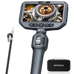 KEHIPI Two-Way Articulating Borescope Camera with Light, Industrial Endoscope with Articulated Probe, Flexible Mechanic Snake Inspection Camera for Wall Automotive Engine Inspect-5FT