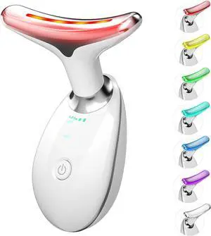KEHIPI 7 in 1 Face Massager Tool, Red Light Therapy for Face and Neck, Red Light Therapy Wand, Face Lift Device for Skin Care, White
