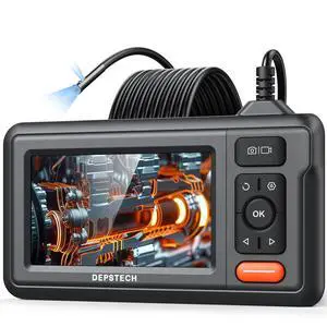 KEHIPI Dual Lens Borescope, HD Endoscope With Light, 4.3'' IPS Screen Inspection Camera, IP67 Waterproof Drain Pipe Snake Cable, 16.5ft Semi-Rigid for Car Wall Plumbing HVAC
