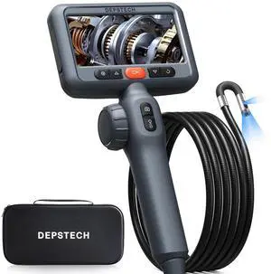 KEHIPI Dual Lens Two-Way Articulating Borescope Camera with Light, 4.5" Screen and 5FT Flexible Snake Scope Industrial Endoscope, Inspection Video Camera Tool for Wall, Engine, Auto, Mechanics