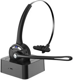KEHIPI Bluetooth Headset with Microphone, Noise Canceling Wireless On Ear Headphones, Bluetooth Headphones with Mic Charging Base, Phone Headset Mute Button for Laptop, Skype, Call Centers, Office