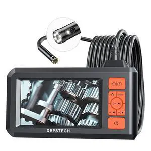 KEHIPI Dual Lens Industrial Endoscope, 1080P Digital Borescope Inspection Camera, 7.9mm IP67 Waterproof, Sewer Camera with 4.3" LCD Screen, 7 LED Lights, 16.5FT Semi-Rigid Cable, 32GB Card - Orange