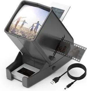 KEHIPI 35mm Slide and Film Viewer, 3X Magnification LED Lighted Illuminated Viewing,USB Powered/Battery Operation-for 35mm Slides & Positive Film Negatives(4AA Batteries Included)
