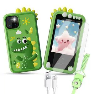 KEHIPI Kids Smart Phone Toys, Touchscreen HD Dual Camera Cell Phone for Kids,Travel Toy Preschool Learning Toy for Kid,Christmas Birthday Gifts Toddler Play Phone for Girls Boys 3-14 Green