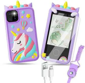 KEHIPI Smart Phone for Kids - Touchscreen HD Dual Camera, Travel Toy, Preschool Learning Toy, Christmas & Birthday Gift for Girls & Boys (3-14), Purple