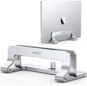 UGREEN Vertical Laptop Stand Holder for Desk Compatible with MacBook Pro, MacBook Air Stand Vertical Aluminum Adjustable for Up to 17.3 Inch Gaming Laptop, Silver