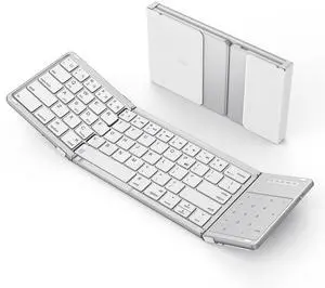 KEHIPI Foldable Keyboard with Sensitive Touchpad, Portable Wireless Keyboard for iMac, Multi Devices, 2 in 1 Pocket-Sized Bi-Folding Portable Key-Board, Travel