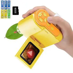 KEHIPI Portable Labsters Microscope - 1000X Telescope & SD Card Photo & Video Microscope for Kids 3+