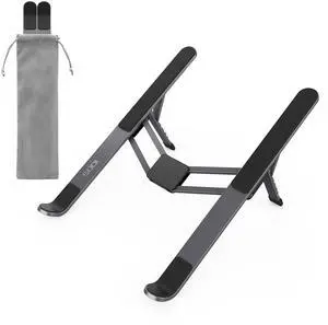 KEHIPI  [Innovative Compact] Foldable Laptop Stand for Desk, Lightweight Portable Laptop Stand for Business Trip, Library, Cafe, 6 Level Height Ergonomic Aluminum Computer Stand for MacBook 10-16"
