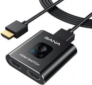 KEHIPI  Aluminum Bidirectional HDMI Switch 4K@60Hz Splitter with 3.9FT HDMI Cable, 2 in 1 Out, Compatible with Xbox, PS5/4/3, Fire Stick, Roku, Blu-Ray Player