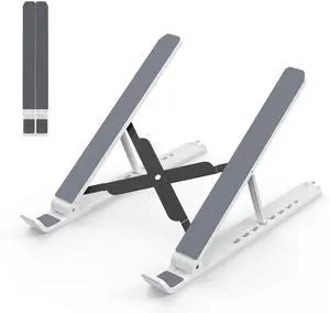 KEHIPI Laptop Stand for Desk, Adjustable Laptop Riser Foldable Portable Laptop Holder, Ventilated Cooling Notebook Stand for 10-15.6 Laptop,Tablet-White