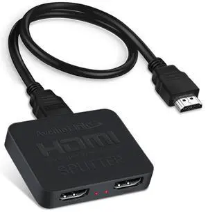 KEHIPI HDMI Splitter 4K@60Hz, HDMI Splitter 1 in 2 Out-Not Extended Display(Only Mirror Screens), Support 3D Dol-by Vision Atmos HDMI2.0b, HDCP2.2, 18.5Gbps, Auto Downscaling, Full HD 1080P