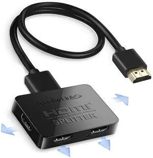 KEHIPI  HDMI Splitter 1 in 4 Out with Hdmi Cable, 4K HDMI Splitters 1X4 Mirror Screen, USB Power Splitter 1 Input 4 Output Support 4KX2K, 1080P@60Hz, 3D, HDR, 1 Source to 4 Display Devices