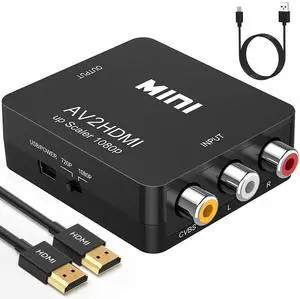 KEHIPI RCA to HDMI,AV to HDMI Converter, 1080P Mini RCA Composite CVBS Video Audio Converter Adapter Supporting PAL/NTSC for TV/PC/ PS3/ STB/Xbox VHS/VCR/Blue-Ray DVD Players, Grey