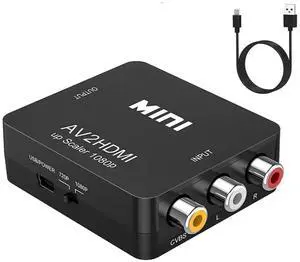 KEHIPI RCA to HDMI,AV to HDMI Converter, 1080P Mini RCA Composite CVBS Video Audio Converter Adapter Supporting PAL/NTSC for TV/PC/ PS3/ STB/Xbox VHS/VCR/Blue-Ray DVD Players