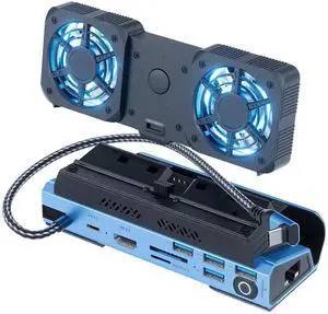 KEHIPI Detachable Dual Cooling Fans 15 in 1 Steam Deck Docking Station with 4K@60Hz 4 USB Ports,1000Mbps,SD/TF Slot,USB-C 100W PD,HD2.0 40Gbps Adapter for Steam Deck/Rog Ally/Switch/Legion Go