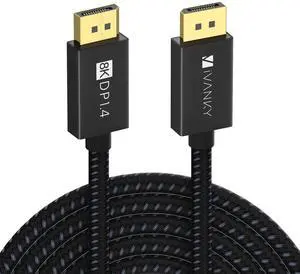 KEHIPI DisplayPort Cable 1.4, 8K DP Cable 15ft [8K@60Hz, 4K@144Hz, 1080P@240Hz], Support HBR3, 32.4Gbps, HDCP 2.2, HDR, Compatible for Gaming Monitor, TV, PC, Laptop and More