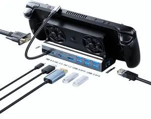KEHIPI Docking Staion for Steam Deck,11 in 1 Double Fan Steam Deck Dock. VGA prot,1000Mbps Ethernet, PD100W Charging,HDMI 2.0 and DP 4K@60Hz.3 USB 3.0 and 3 USB 2.0 Port. Slot Steam Deck Dock.