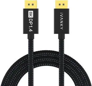 KEHIPI DisplayPort Cable 10ft 1.4, 8K DP to DP Cable[8K@60Hz, 4K@144Hz, 1080P@240Hz], Support HBR3, 32.4Gbps, HDCP 2.2, HDR, 8K Display Port Cord Compatible for Gaming Monitor, TV, PC, Laptop - 10ft