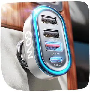 KEHIPI 60W Fast Charging USB Car Charger - Multi-Port PD & QC3.0 Adapter for iPhone 16e/15/14/13/12, Samsung S25 Ultra, Pixel - Silver KEHIPI 60W Fast Charging USB Car Charger - Multi-Port PD & QC3.0 Adapter for iPhone 16e/15/14/13/12, Samsung S25 Ultra, Pixel - Silver
