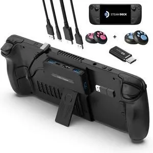 KEHIPI Portable Steam Deck Dock 5-in-1 USB C Hub Docking Station with 3*USB A 4K@60H USB C PD 100W Max Steam Deck Stand Base Accessories
