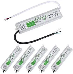 KEHIPIPack of 6 LED Driver 60 Watts Waterproof IP67 Power Supply Transformer Adapter 100V-260V AC to 12V DC Low Voltage Output for LED Light, Computer Project,Outdoor Light and Any 12V DC led Lights