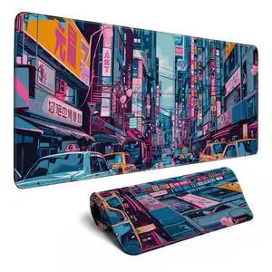 KEHIPI Japanese Mouse Pad Desk Pad 80s City Desk Decor Mat, Large Gaming Mouse Pad for Desk Computer Keyboard Laptop, Desk Decor Home Office Accessories (31.5x11.8 in)-with Stitched Eges Pad KEHIPI Japanese Mouse Pad Desk Pad 80s City Desk Decor Mat, Large Gaming Mouse Pad for Desk Computer Keyboard Laptop, Desk Decor Home Office Accessories (31.5x11.8 in)-with Stitched Eges Pad