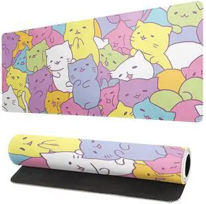 KEHIPI Kawaii Cats Gaming Mouse Pad, Extended Large Mouse Mat Desk Pad, Big Computer Keyboard Desk Pad, Stitched Edges Mousepad, 3mm Thick Long Non-Slip Rubber Base Mice Pad, 31.5 X 11.8 Inch1 KEHIPI Kawaii Cats Gaming Mouse Pad, Extended Large Mouse Mat Desk Pad, Big Computer Keyboard Desk Pad, Stitched Edges Mousepad, 3mm Thick Long Non-Slip Rubber Base Mice Pad, 31.5 X 11.8 Inch1