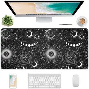 KEHIPI Extended Gaming Mouse Pad, XXL Large Desk Pad 30 x 14 Inch, Big Computer Keyboard Mousepad, Waterproof Mouse Mat with Stitched Edges and Non-Slip Base for Women Office Gaming, Sun Moon KEHIPI Extended Gaming Mouse Pad, XXL Large Desk Pad 30 x 14 Inch, Big Computer Keyboard Mousepad, Waterproof Mouse Mat with Stitched Edges and Non-Slip Base for Women Office Gaming, Sun Moon