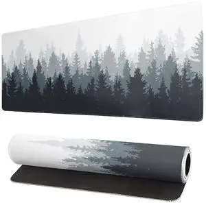 KEHIPI Desk Mat,Large Mouse Pad 31.5x11.8 Inch XL Extended Gaming Mouse Pad Mat with Non-Slip Base Stitched Edges Mousepad for Computer,Office,Keyboard and Laptop - Fog Misty Forest KEHIPI Desk Mat,Large Mouse Pad 31.5x11.8 Inch XL Extended Gaming Mouse Pad Mat with Non-Slip Base Stitched Edges Mousepad for Computer,Office,Keyboard and Laptop - Fog Misty Forest