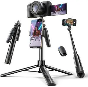 KEHIPI 67" Selfie Stick Tripod for iPhone 16 Content Creation, All in One 360 Rotation Cell Phone Tripod Stand with Remote for Vlogging/TikTok/Photo, for iPhone 16 15 Pro Max Samsung Galaxy S25 Ultra