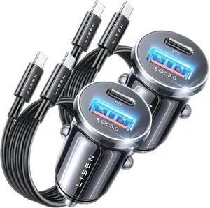 KEHIPI Super Fast Car Charger USB C [Alloy] 2 Pack 54W Type C Car Charger Fast Charging Cigarette Lighter Adapter for Car Plug Sockets Fits iPhone Air 17 16 15 Pro Max Plus,Samsung Galaxy,Android