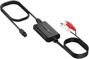 KEHIPI 192kHz DAC Digital to Analog Audio Converter 7ft/2.1m Digital Audio Optical to RCA Cable SPDIF to RCA Converter with Built-in Audio Amplifier Chipset for HDTV, DVD, Blu-Ray Players