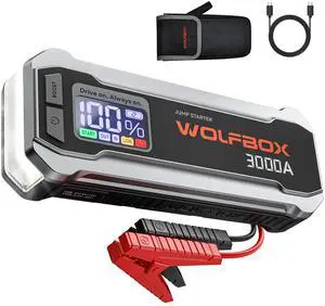 KEHIPI 3000A Jump Starter,12V Car Battery Jump Starter,65W Quick Charge(Adapter Not Included) 16000mAh Portable Jump Starter Battery Pack for 8L Gas 6L Diesel Engine with Booster,LED Light,Jump Box