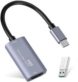 KEHIPI Video Capture Card, USB 3.0 HDMI to USB C Audio Capture Card, 4K 1080p60fps Capture Devices for Gaming Live Streaming Video Recorder, Works for Windows Mac OS System for Switch, Xbox
