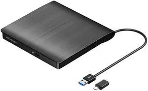 KEHIPI  External CD DVD Drive for Laptop, USB 3.0 Type-C Portable CD/DVD Player Burner Reader Writer Adapter for Windows 11/10 Computer Mac MacBook Linux PC