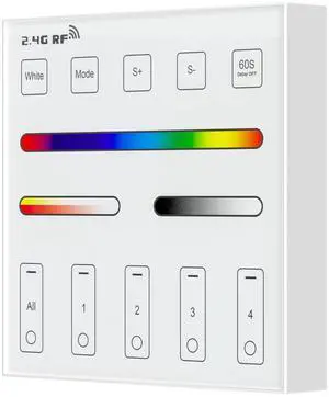KEHIPI 4 Zones RGB RGBW RGBCCT Wireless 2.4G RF Wall Mounted Smart Panel Remote Powered by 2XAAA Batteries 3V Work with DR04W WB5 LM052 LM053 C03RF C04RF C05RF C03W C04W C05W Controller