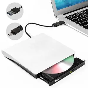 KEHIPI External DVD Drive USB 3.0 Type-C Portable CD DVD +/-RW Drive for Laptop DVD Player CD ROM Rewriter Burner Compatible with Laptop Desktop PC Windows MacBook Mac Linux Mac OS Upgrade White KEHIPI External DVD Drive USB 3.0 Type-C Portable CD DVD +/-RW Drive for Laptop DVD Player CD ROM Rewriter Burner Compatible with Laptop Desktop PC Windows MacBook Mac Linux Mac OS Upgrade White