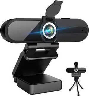 KEHIPI 4K Webcam, HD Webcam 8MP- Laptop PC Desktop Computer Web Camera with Microphone, USB Webcams for Video Calling Recording Streaming Video Conference, Webcam with Mini Tripod,Privacy Shutter.