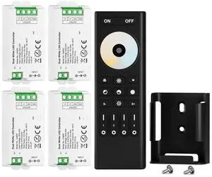 KEHIPI RF 2.4GHz Wireless Remote RC02RFB &4PCS C02RF Tuya Controller Kit 4 Zone Group Control PWM CCT(+ CW WW) 3pin 5050SMD FCOB COB Dual White LED Strip DC5V DC12V DC24V