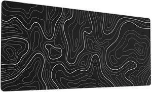 KEHIPI Large Gaming Mouse Pad with Stitched Edges, Topographic Map Topo Mousepad Gaming, Extended XL Large Mousepad with Anti-Slip Base, Cool Mouse Pads for Desk, 31.5 x 11.8 in, Black KEHIPI Large Gaming Mouse Pad with Stitched Edges, Topographic Map Topo Mousepad Gaming, Extended XL Large Mousepad with Anti-Slip Base, Cool Mouse Pads for Desk, 31.5 x 11.8 in, Black